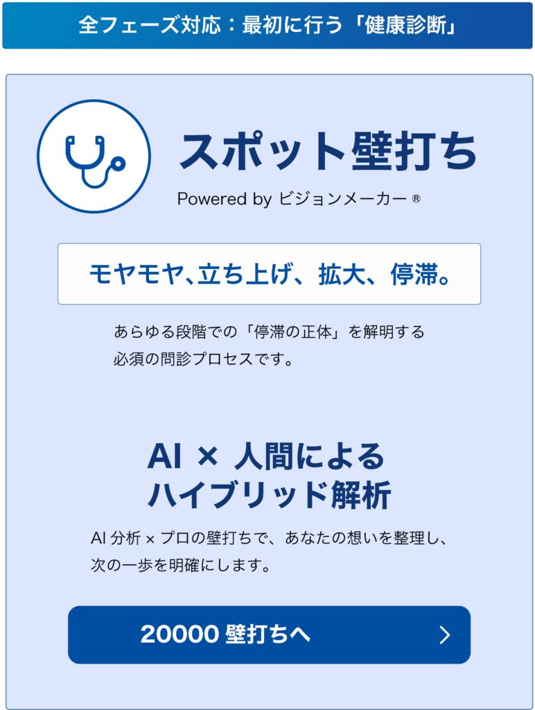 合同会社ヘキサゴンブリッジ-新規事業　壁打ち　相談-スポット壁打ち-最初に行う「健康診断」